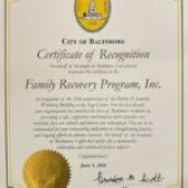 Family Recovery Program Receives Governor’s Citation and Baltimore Mayor Recognition
